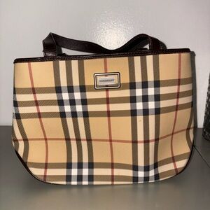 Burberry Beige and Brown Plaid Tote